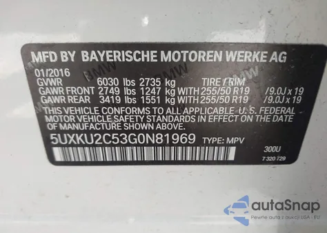 2016 BMW X6 xDrive35I from USA, damaged, VIN 5UXKU2C53G0N81969